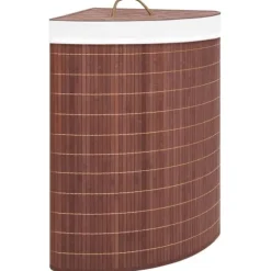 vidaXL Tvättkorg för hörn bambu brun 60 L Brun
