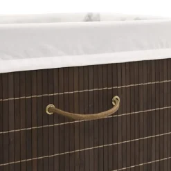vidaXL Tvättkorg i bambu rektangulär mörkbrun Brun