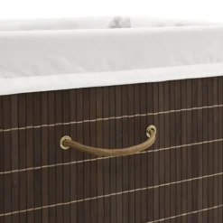 vidaXL Tvättkorg i bambu rektangulär brun Brun