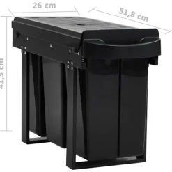 vidaXL Utdragbar sophink mjuk stängning 36 L Svart