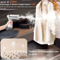 (Vit) Handhållen Klädångare, 1500W 300ML 130 Grader Vertikal Klädångare för Hemresor, Snabb Uppvärmning, Vit White