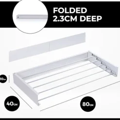 Vonia Väggtorkställning - Infällbar - Klädtorkställning för Inomhus- och Utomhusbruk - Väggmonterad Torkställning för Vägg - 80 x 40 cm - Vit