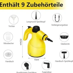 1000W Handhållen Ångrengörare med 9 Tillbehör för Fläckborttagning, Fett, Bilsäten, Fönster, Soffa, 350ml Tank