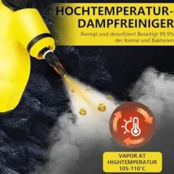 1000W Handhållen Ångrengörare med 9 Tillbehör för Fläckborttagning, Fett, Bilsäten, Fönster, Soffa, 350ml Tank