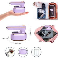 1000W hopfällbar handhållen minidamptång, keramisk non-stick-sula, 180° roterande handtag, 20s snabb uppvärmning, 2-i-1 bärbar ångstrykjärn Purple