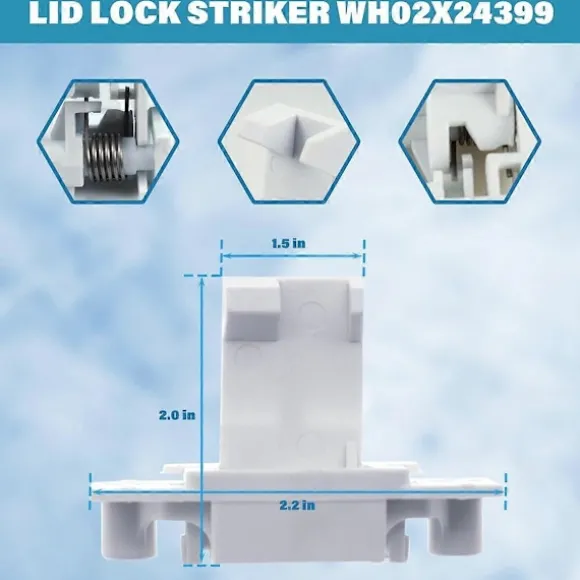 WH02X24399 Låsbleck för Tvättmaskinslock och WH01X24381 Ram för Tvättmaskinslock för och Toppmatad Tvättmaskin