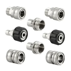 XJ-Rostfritt Stål Högtryckstvätt Snabbkopplingskit, m22 14mm Till 3/8in Snabbkoppling, 3/4in Till 1/2in Qu